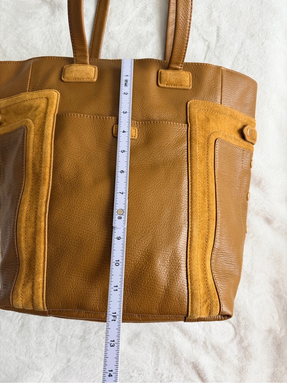 Hammitt Otis Tan Leather Tote with Suede Trim Work Travel Tote Bag - Picture 14 of 16